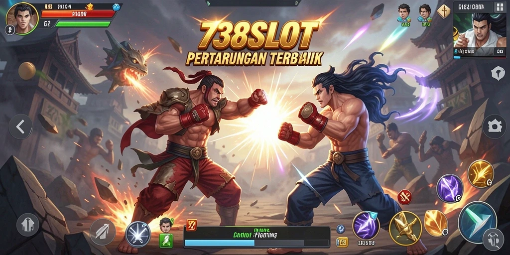Tangkapan layar gameplay intens dari 738SLOT dalam pertempuran.