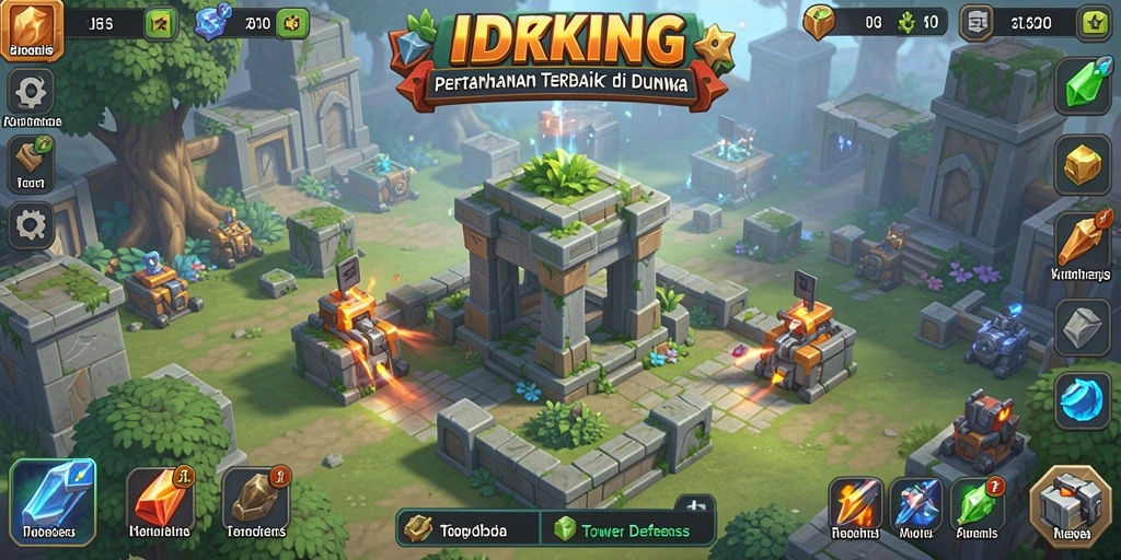 Tampilan gameplay menakjubkan dari IDRKING dalam Tower Defense.
