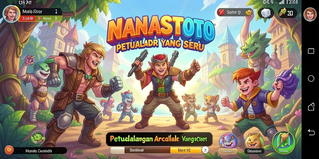 Tampilan gameplay NANASTOTO yang penuh aksi dan warna-warni.