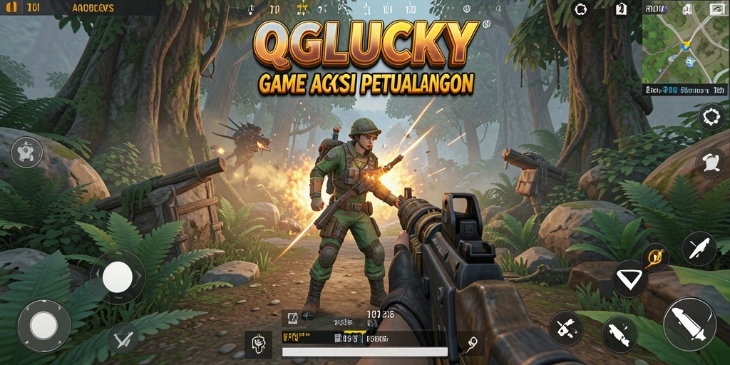 Tangkapan layar gameplay QGLUCKY yang menunjukkan aksi mendebarkan.