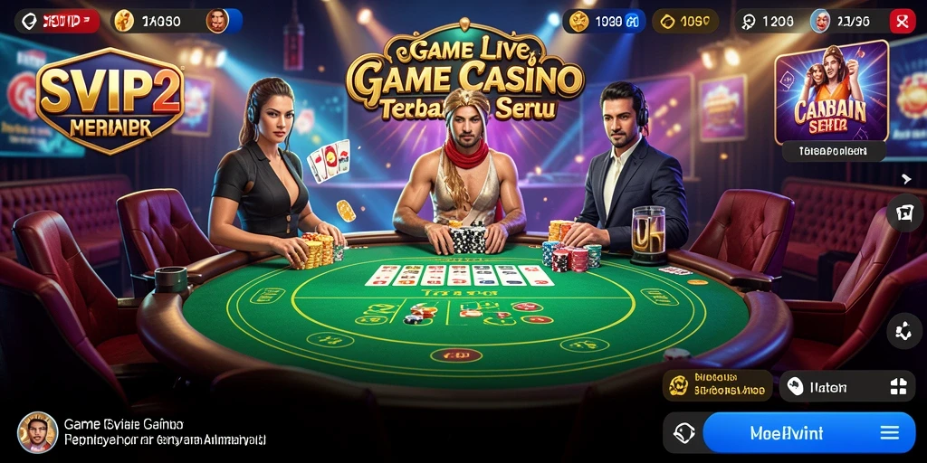 Screenshot gameplay SVIP2 menampilkan dealer langsung dan atmosfer kasino yang nyata.