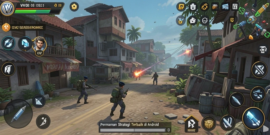 Screenshot gameplay VW108 yang menunjukkan pertempuran strategi seru.